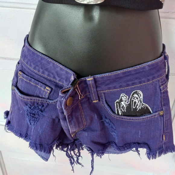 Custom RAGE Scream Ghostface wildfox super dope purple daisy Duke cutoffs! - Picture 9 of 14